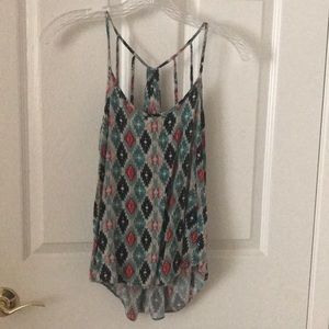 Patterned straps back tank top